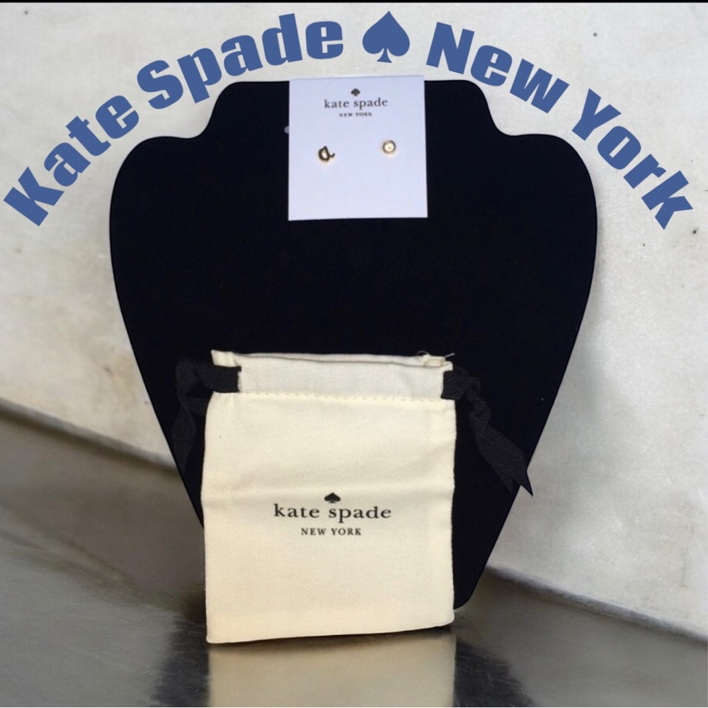 Kate Spade ♠️ New York One In A Million “a” Set Clear/Gold Stud Earrings NWT
